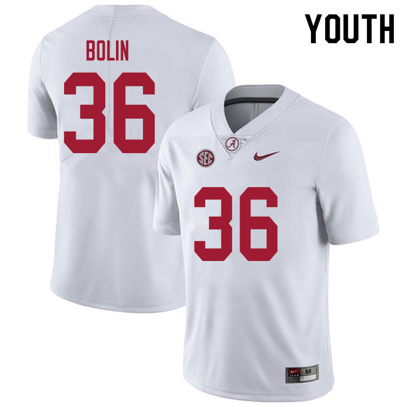 Youth #36 Bret Bolin Alabama White Tide College Football Jerseys Sale-White